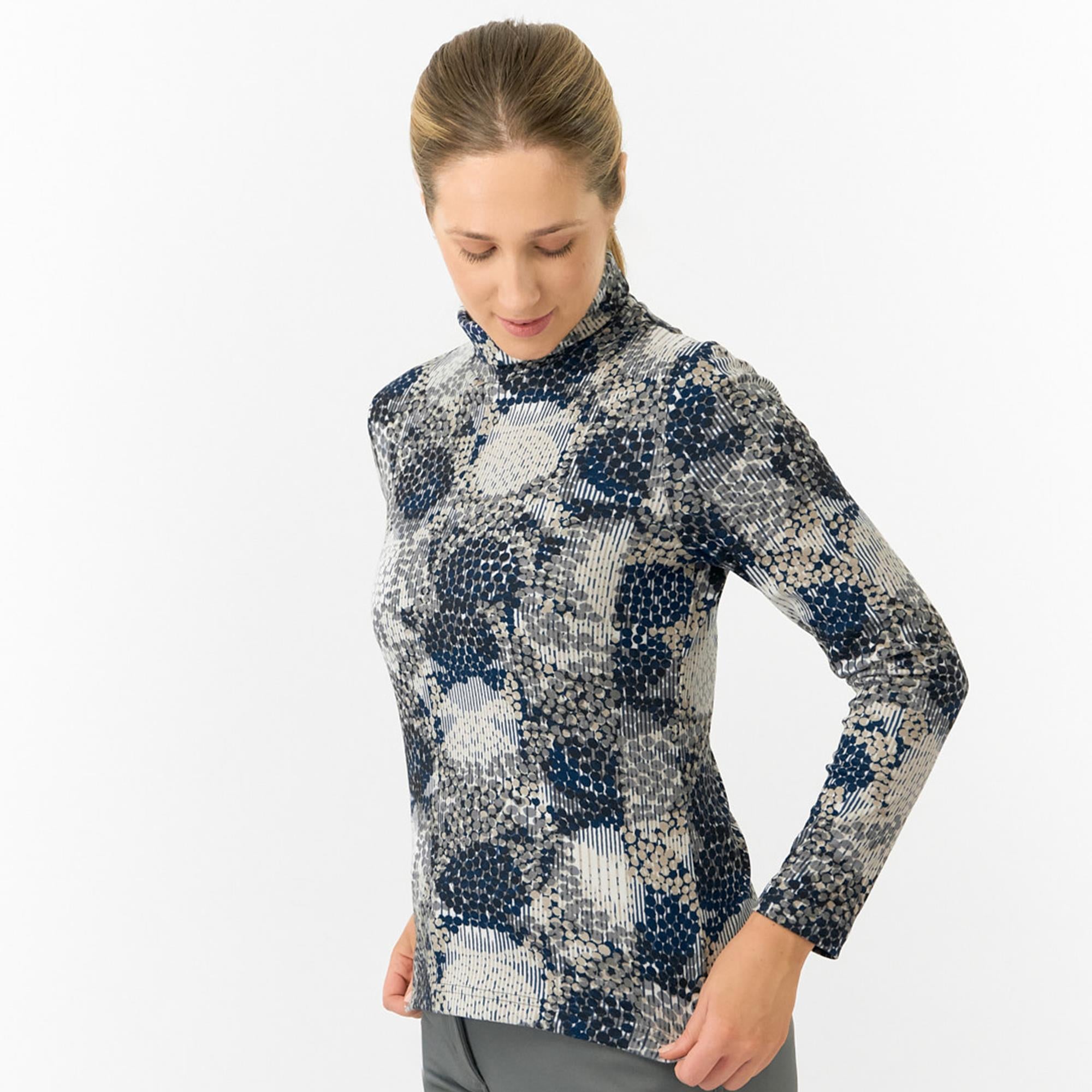 Pure Golf Amy Printed Ladies Roll Neck Base Layer Quiet Glade